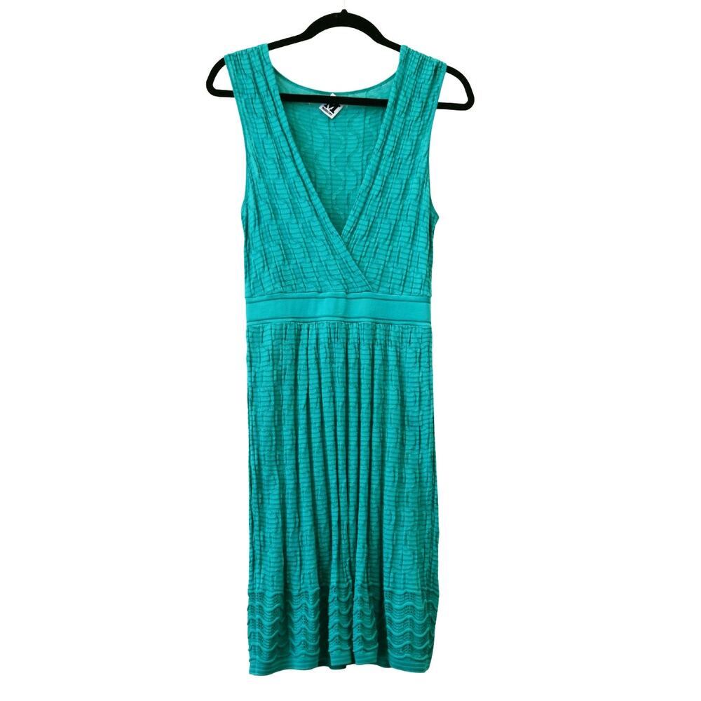 Missoni Turquoise Knit Wavy Striped Knee Length Dress Size US 8